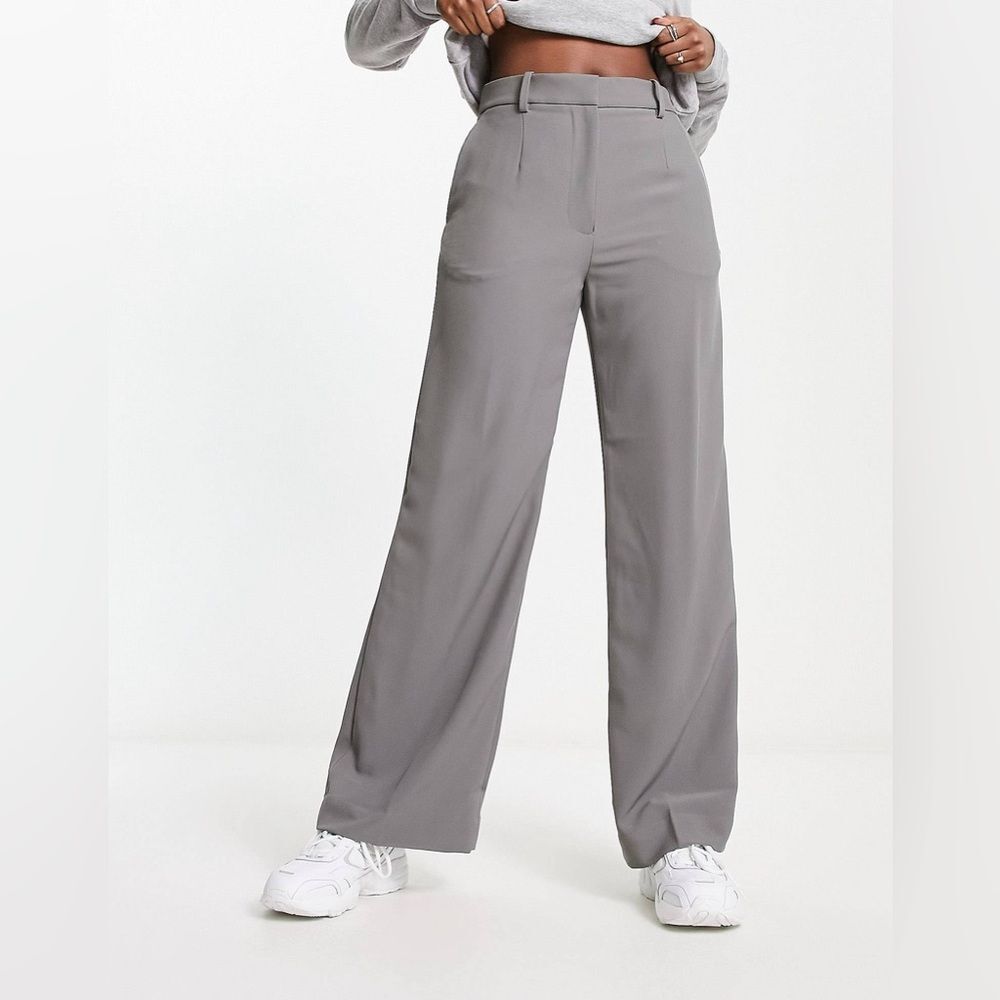 & Other Stories Tailored Wide Leg High Rise Pants in Gray 2 NWOT